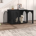 thumbnail image 1 of Hzuaneri Wooden Dog Crate Furniture, 31.5" Indoor Dog Kennel with Cushion, Dog Cage for Small Medium Dogs, Decorative Pet House Side End Table, Chew-Resistant, Black, 1 of 10