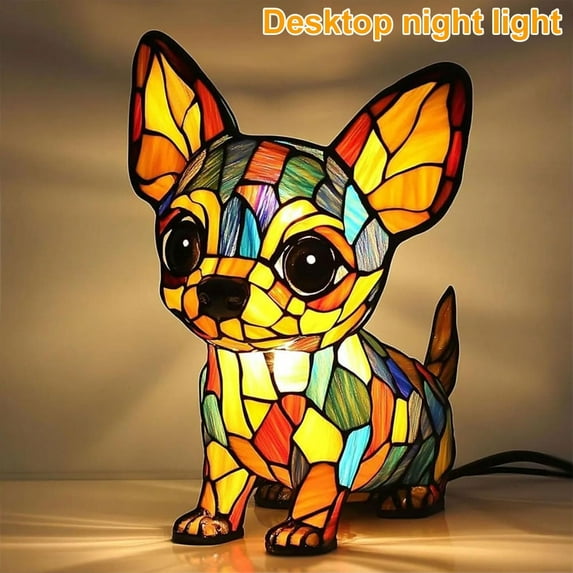 HzyK Chihuahua Lamp, Novelty Dog lamp, Dogs Series Art Night Light, Vintage Pet Dogs Themed Tabletop LED Night Light for Home Decor, Fun Gift for Pet Lovers, Family, Friends
