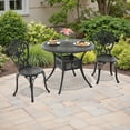thumbnail image 1 of Hzzkey 3-Piece Black Outdoor Aluminum Round Dining Set,2 Chairs, Umbrella Hole, Weather-Resistant, 1 of 8
