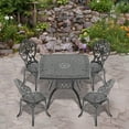 thumbnail image 1 of Hzzkey 5-Piece Black Outdoor Aluminum Square Dining Set,4 Chairs, Umbrella Hole, Weather-Resistant, 1 of 6