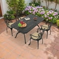 thumbnail image 1 of Hzzkey 5-Piece Black Cast Aluminum Outdoor Dining Set, Rectangular Table, Beige Cushions, Umbrella Hole for Patio/Garden, 1 of 10