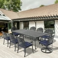 thumbnail image 1 of Hzzkey 8-Person Rectangular Cast Aluminum Patio Set with 2 Swivel Chairs,Cushions & Umbrella Hole, 1 of 11