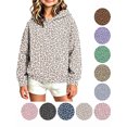 thumbnail image 1 of Hzzrkos Girls Casual Loose Leopard Print Hooded Long Sleeve Kangaroo Pocket Pullover Sweatshirt Fashion Hoodie Top Cozy Everyday Outdoor Sweatshirt Outerwear Gray, 1 of 5