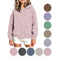 thumbnail image 1 of Hzzrkos Girls Casual Loose Leopard Print Hooded Long Sleeve Kangaroo Pocket Pullover Sweatshirt Fashion Hoodie Top Cozy Everyday Outdoor Sweatshirt Outerwear Pink, 1 of 5