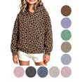 thumbnail image 1 of Hzzrkos Girls Casual Loose Leopard Print Hooded Long Sleeve Kangaroo Pocket Pullover Sweatshirt Fashion Hoodie Top Cozy Everyday Outdoor Sweatshirt Outerwear Coffee, 1 of 5