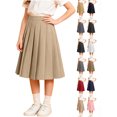 thumbnail image 1 of Hzzrkos Girls Casual Loose Solid Color High Waist Pleated A Line Mid Length School Uniform Skirt Academic Style Elastic Waist Swing Skirt Khaki, 1 of 9