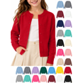 thumbnail image 1 of Hzzrkos Girls Casual Loose Solid Color Round Neck Long Sleeve Button Front Knit Cardigan Sweater Lightweight Soft Open Front Outerwear Jacket School Wear Coat Red, 1 of 9