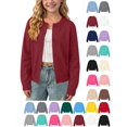 thumbnail image 1 of Hzzrkos Girls Casual Loose Solid Color Round Neck Long Sleeve Button Front Knit Cardigan Sweater Lightweight Soft Open Front Outerwear Jacket School Wear Coat Wine, 1 of 9