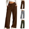 thumbnail image 1 of Hzzrkos Girls Wide Leg Sweatpants Casual Elastic Waist Lounge Pants with Side Pockets Soft Winter Warm Trousers Relaxed Fit Everyday Activewear Bottoms, 1 of 8