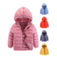 thumbnail image 1 of Hzzrkos Kids Casual Loose Solid Color Stand Collar Long Sleeve Quilted Zip Up Hooded Puffer Outerwear Jacket Pink, 1 of 9