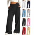 thumbnail image 1 of Hzzrkos Kids Fleece Lined Sweatpants Wide Leg Lounge Pants with Pockets Elastic Waist Warm Casual Jogger Pants Soft Loose Athletic Sweatpants for Boys Girls Black, 1 of 8