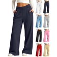 thumbnail image 1 of Hzzrkos Kids Fleece Lined Sweatpants Wide Leg Lounge Pants with Pockets Elastic Waist Warm Casual Jogger Pants Soft Loose Athletic Sweatpants for Boys Girls Navy, 1 of 8