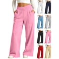 thumbnail image 1 of Hzzrkos Kids Fleece Lined Sweatpants Wide Leg Lounge Pants with Pockets Elastic Waist Warm Casual Jogger Pants Soft Loose Athletic Sweatpants for Boys Girls Pink, 1 of 8