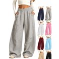 thumbnail image 1 of Hzzrkos Kids Wide Leg Sweatpants Elastic Waist Casual Jogger Pants with Side Pockets Adjustable Hem Loose Fit Athletic Trousers for School Travel Outdoor Daily Wear Gray, 1 of 9