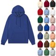 thumbnail image 1 of Hzzrkos Men Casual Fashion Solid Color Loose Hooded Long Sleeve Drawstring Pullover Sweatshirt With Front Pocket for Daily Workout Lounging Street Travel Outfits, 1 of 5
