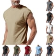 thumbnail image 1 of Hzzrkos Men Casual Slim Solid Color Crew‑Neck Cap Sleeve Basic T‑Shirt Tees, 1 of 7