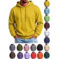 thumbnail image 1 of Hzzrkos Men Casual Solid Color Long Sleeve Hooded Pullover Sport Fleece Lined Sweatshirt Hoodie for Everyday Wear Yellow, 1 of 9