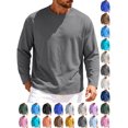 thumbnail image 1 of Hzzrkos Men's Casual Fashion Solid Color Round Neck Long Sleeve Sports Fitness Workout Athletic Pullover T-Shirt Top Breathable Quick Dry Lightweight for Gym Training Running Dark Gray, 1 of 5