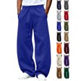 thumbnail image 1 of Hzzrkos Men's Wide Leg Sweatpants Casual Fleece Lined Lounge Pants Drawstring Elastic Waist Baggy Jogger Pants Loose Fit Athletic Streetwear Trousers with Side Pockets Blue XXXL, 1 of 5
