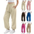 thumbnail image 1 of Hzzrkos Women Casual Athletic Solid Color High Waist Loose Long Jogger Pants Drawstring Side Pockets Soft Polyester Trousers Yoga Workout Running Daily Lounge Outdoor, 1 of 9