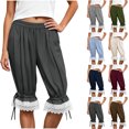 thumbnail image 1 of Hzzrkos Women Casual Fashion Solid Color Elastic‑Waist Loose Capri Pants With Pockets Relaxed‑Fit Trousers for Daily‑wear Home Outdoor Travelling, 1 of 9