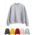 thumbnail image 1 of Hzzrkos Women Casual Loose Solid Color Crew Neck Long Sleeve Drop Shoulder Pullover Sweatshirt Tunic Top Soft Fashion Lounge Shirt Everyday Basic Blouse Top Gray M, 1 of 4