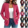 thumbnail image 1 of Hzzrkos Women Casual Loose Solid Color Open Front Long Sleeve Patch Pocket Knit Cardigan Sweater Hot Pink XXL, 1 of 4