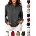 thumbnail image 1 of Hzzrkos Women Casual Relaxed Solid Color Stand Collar Long Sleeve Full Zip Pocket Outerwear Sweatshirt Jacket Top Gray#3, 1 of 5