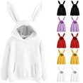 thumbnail image 1 of Hzzrkos Women Fashion Loose Solid Color Hooded Long Sleeve 3D Bunny‑Ear Design Pullover Hoodie Sweatshirt Top for Casual Daily‑Wear, 1 of 3