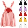 thumbnail image 1 of Hzzrkos Women Fashion Loose Solid Color Hooded Long Sleeve 3D Bunny‑Ear Design Pullover Hoodie Sweatshirt Top for Casual Daily‑Wear, 1 of 3