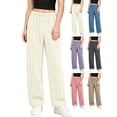 thumbnail image 1 of Hzzrkos Women's Cozy Ribbed Flannel Lounge Pants Soft Fleece Pajama Bottoms Warm Home Sleepwear Elastic Waist Casual Relaxed Fit Indoor Lounging Trousers Beige Free Size, 1 of 5