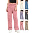 thumbnail image 1 of Hzzrkos Women's Cozy Ribbed Flannel Lounge Pants Soft Fleece Pajama Bottoms Warm Home Sleepwear Elastic Waist Casual Relaxed Fit Indoor Lounging Trousers Pink Free Size, 1 of 7
