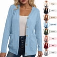 thumbnail image 1 of Hzzrkos Women's Lightweight Knit Cardigan Sweater Open Front Button Closure Textured Casual Layering Outerwear with Pockets Long Sleeve Soft Everyday Comfort Light Blue XXL, 1 of 4
