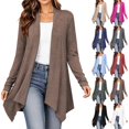 thumbnail image 1 of Hzzrkos Women's Lightweight Open Front Cardigan Long Sleeve Drape Front Knit Sweater Casual Loose Fit Layering Cardigan Outerwear for Office Daily Wear Brown M, 1 of 6