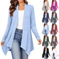 thumbnail image 1 of Hzzrkos Women's Lightweight Open Front Cardigan Long Sleeve Drape Front Knit Sweater Casual Loose Fit Layering Cardigan Outerwear for Office Daily Wear Light Blue S, 1 of 6