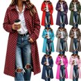 thumbnail image 1 of Hzzrkos Women's Polka Dot Long Coat, Lapel Collar Button Front Long Sleeve Casual Overcoat, Printed Lightweight Outerwear for Everyday Wear and Layering, 1 of 5