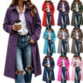 thumbnail image 1 of Hzzrkos Women's Polka Dot Long Coat, Lapel Collar Button Front Long Sleeve Casual Overcoat, Printed Lightweight Outerwear for Everyday Wear and Layering, 1 of 5