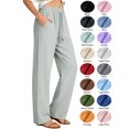 thumbnail image 1 of Hzzrkos Women's Quick Dry Lightweight Straight Leg Pants Casual Drawstring Waist Travel Pants Breathable Outdoor Activewear Comfortable Loose Fit Everyday Summer Trousers Gray XL, 1 of 6