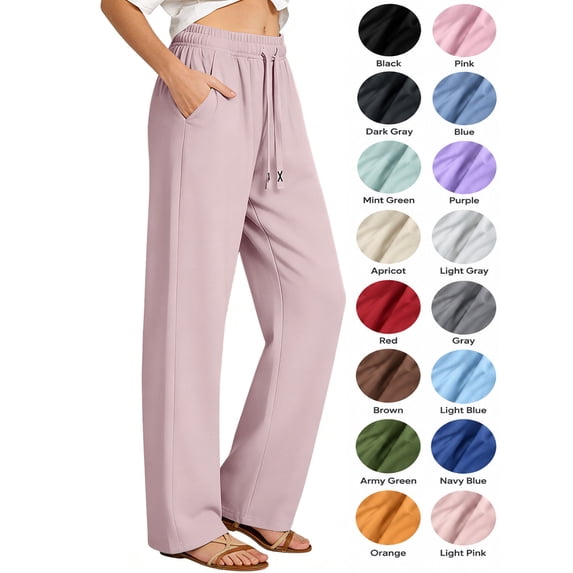 Hzzrkos Women's Quick Dry Lightweight Straight Leg Pants Casual Drawstring Waist Travel Pants Breathable Outdoor Activewear Comfortable Loose Fit Everyday Summer Trousers Pink XXXXXL