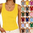 thumbnail image 1 of Hzzrkos Women's Square Neck Sleeveless Tank Top, Solid Stretch Layering Vest, Sizes S-XXL, 1 of 6