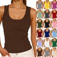 thumbnail image 1 of Hzzrkos Women's Square Neck Sleeveless Tank Top, Solid Stretch Layering Vest, Sizes S-XXL, 1 of 6