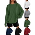 thumbnail image 1 of Hzzrkos Womens Casual Long Sleeve Round Neck Loose Fit Basic Pullover Top Everyday Blouse Shirt Army Green XL, 1 of 9