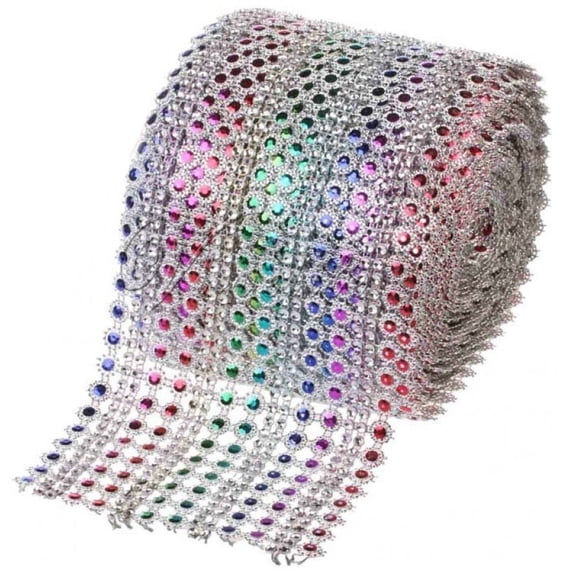 Hzzsbu 10 Yards Sparkling Rhinestone Mesh Wrap Roll Faux Crystal Mesh Ribbon for Wedding, Birthday, Shower, Arts & Crafts DIY Decoration