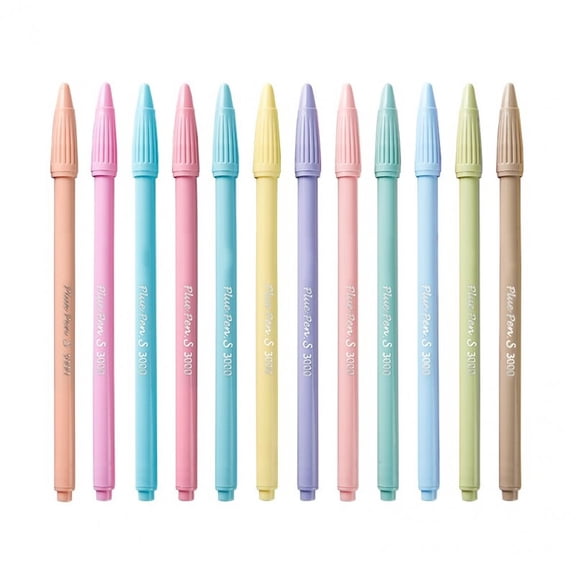 Hzzsbu 12pcs Plus Pen 3000 water Color Pen set Water based Macaron Colors Fiber Nib Gel Pen
