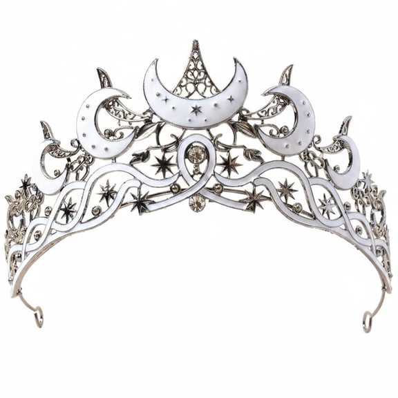 Hzzsbu 1Pc Black Baroque Crown for Women, Gothic Moon Star Tiara Queen Headpiece for Wedding Party Accessories