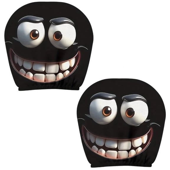 Hzzsbu 2Pcs Funny Car Headrest Covers, Cute Cartoon Eyes Headrest Covers for Cars, Car Seat Head Rest Protector For Travel And Daily Commuting