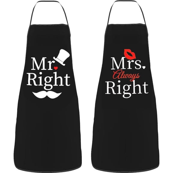 Hzzsbu 2Pcs Mr Mrs Couple Cooking Aprons Kitchen Pinafores for Baking Chef