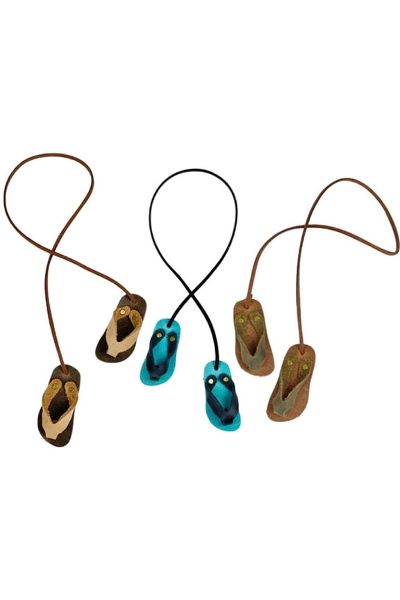 3 Pack PU Leather Flip Flop Bag Charms, Mini Sandal Keychain Pendants for Handbag Car Keys
