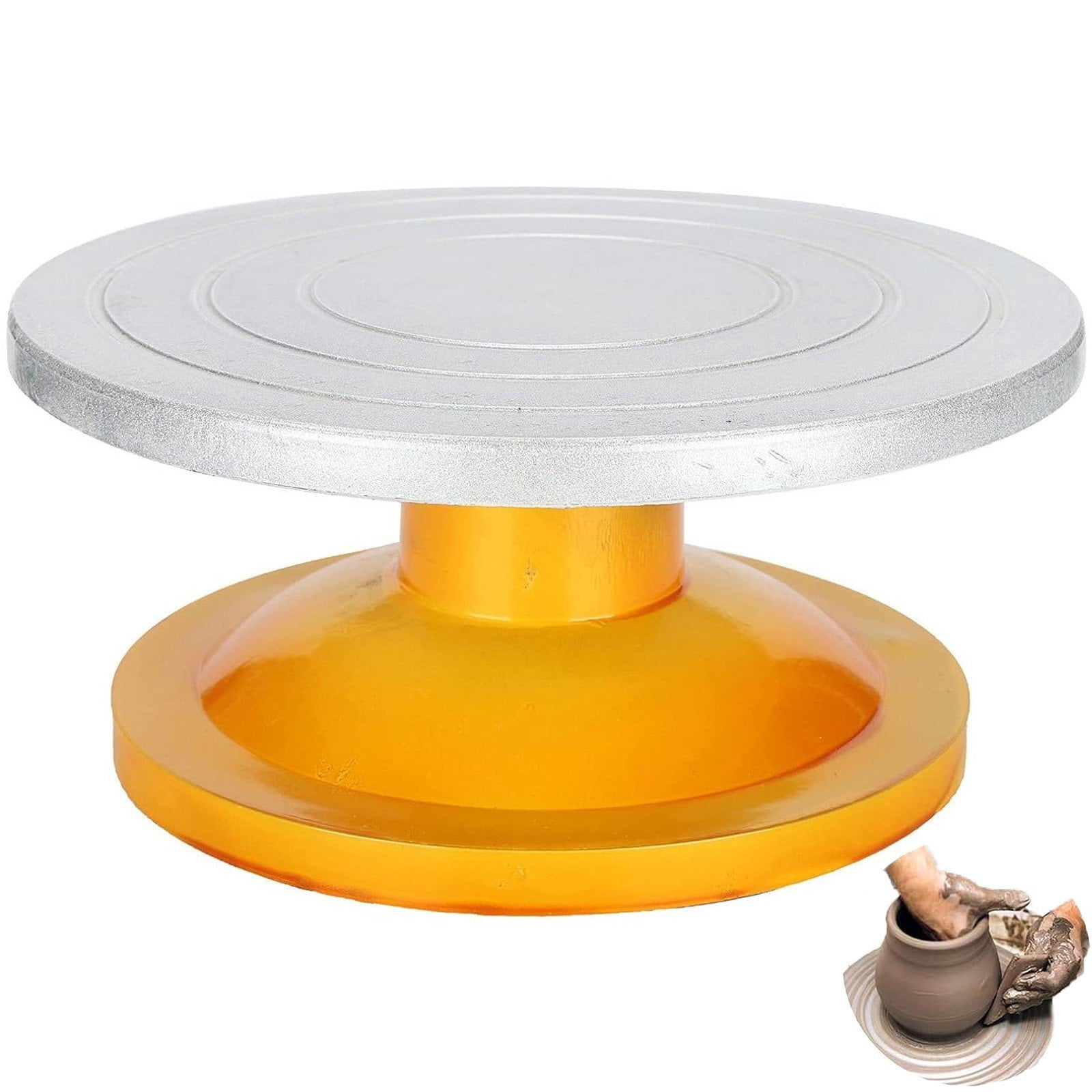 Hzzsbu 30cm Heavy Duty Pottery Banding Wheel, Manual Rotating Turntable for Clay Sculpture Cake Decorating