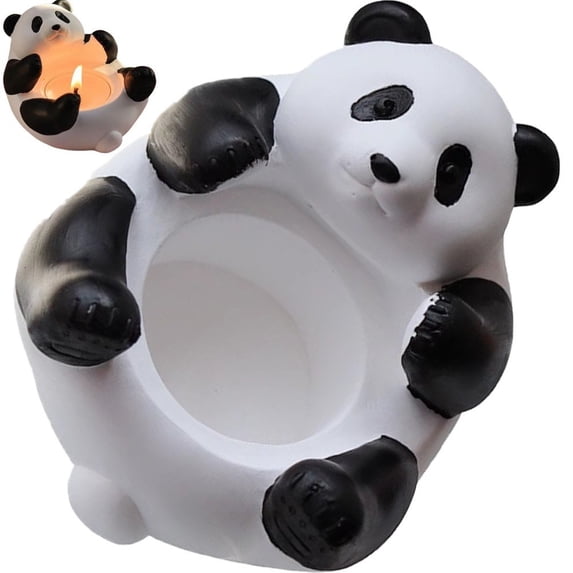 Hzzsbu 3D Panda Candlestick Adorable Panda Tealight Candle Holder Gypsum Jewelry Tray Room Decor Holiday Crafts Gifts for Lover